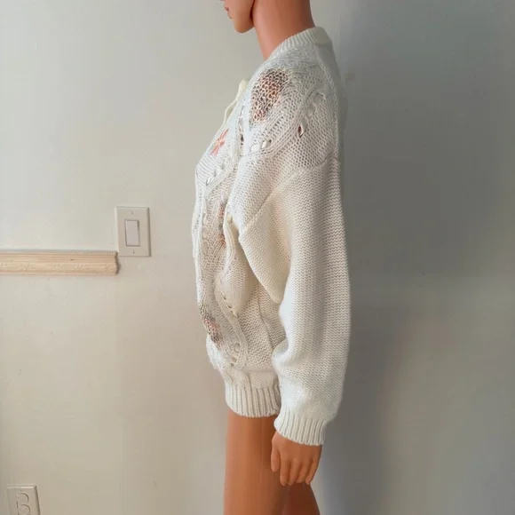 Vintage Mizaro Sara Sweater Grannycore Cottagecore 1980s 1990s Cardigan Floral - Picture 11 of 15